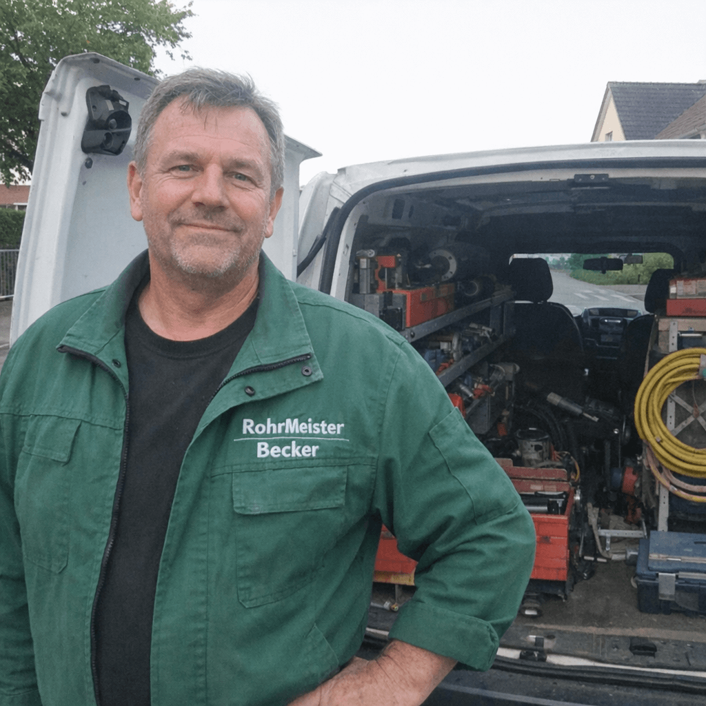 Thomas Becker und sein Team bei der Arbeit vor einem Einsatzfahrzeug